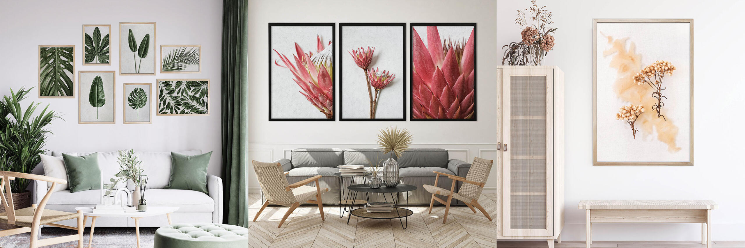 Sonny Mo Arts, Protea wall art print, floral wall art print, botanical wall art print, leaves wall art print